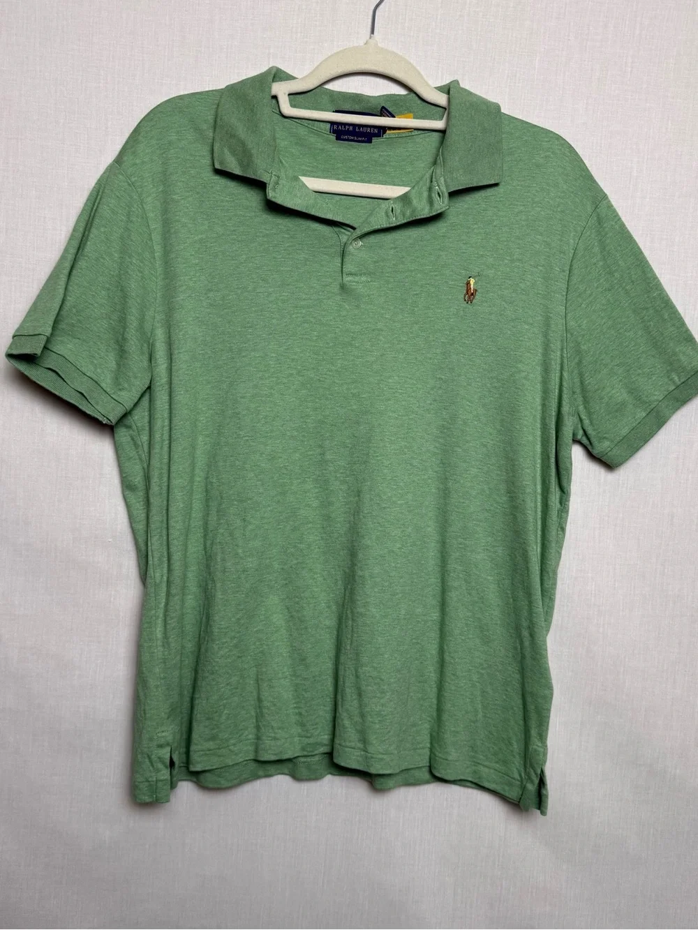 Polo Ralph Lauren Custom Slim Fit Polo Shirt Green Heather Men’s Size Large